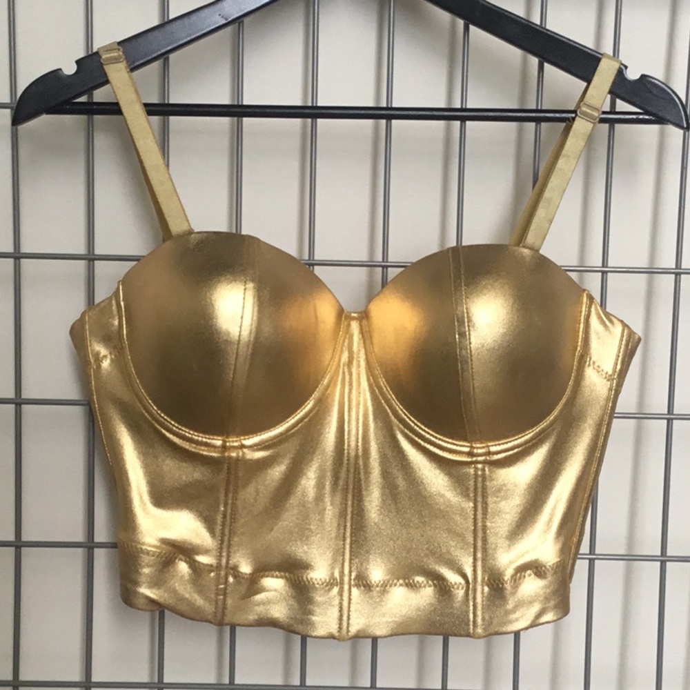 Vintage Gold Lamé Bustier 32D